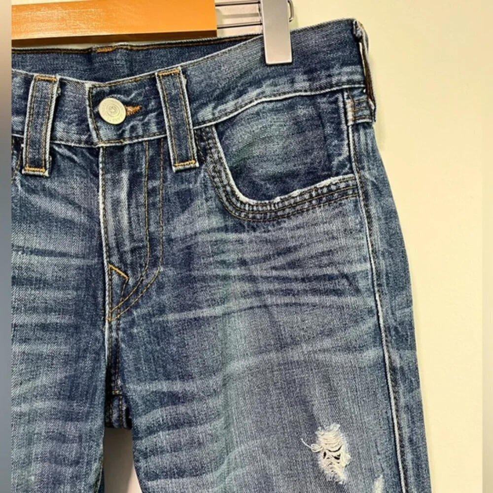 True Religion Men’s Straight Distressed Jeans – Size 30, Made in USA